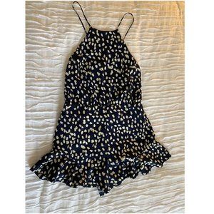 Navy Speckled Open Back Romper, Medium